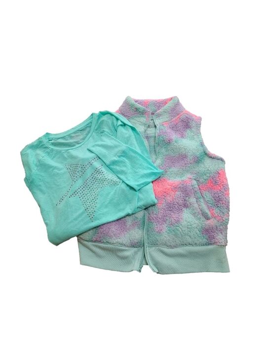 Other - EUC Girls SO 2 piece bundle, sherpa vest 14/16 and a long sleeved shirt size 14